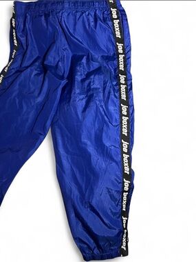 Vintage 90s Joe Boxer Track Pants XL Baggy Windbreaker Blue Side Tape Logo Y2K